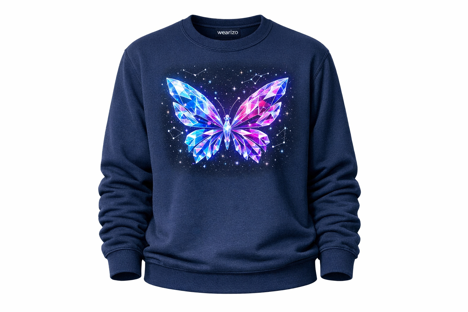 Wearizo Prism Butterfly Night Sky Graphic Sweatshirt — Celestial Vibes - Navy