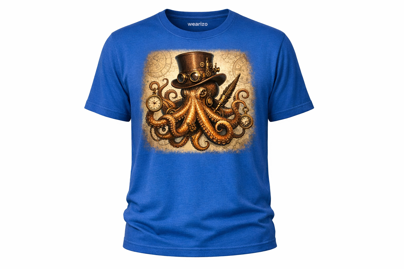 Wearizo Steampunk Octopus Graphic T-Shirt — Adventure Lover Gift - RoyalBlue