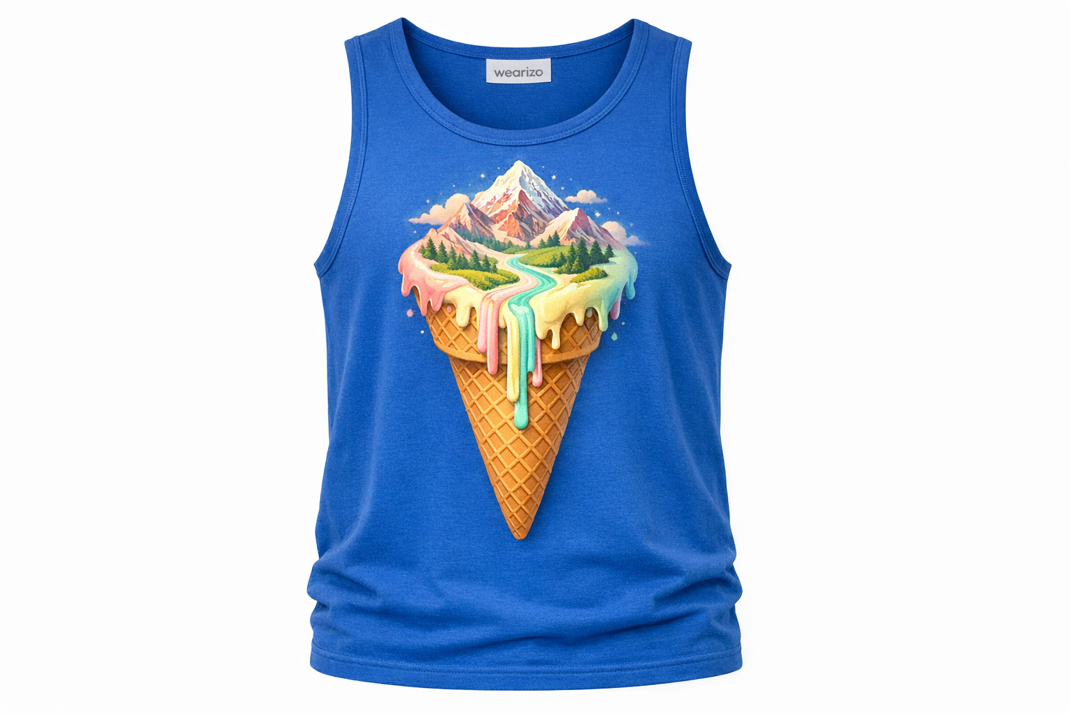 Wearizo Dreamy Freeze Mountain Ice Cream Graphic Tank Top — Nature Lover Gift - RoyalBlue