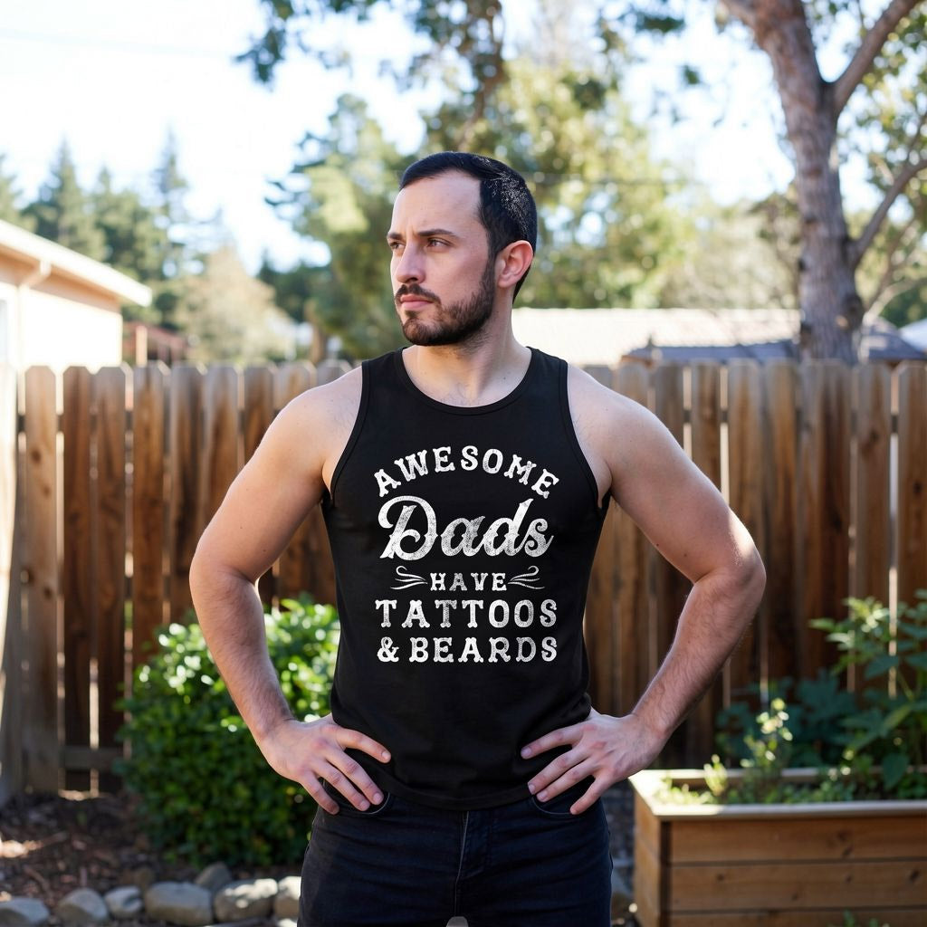 Alternative view of Wearizo Awesome Dads Have Tattoos And Beards Men's Tank Top